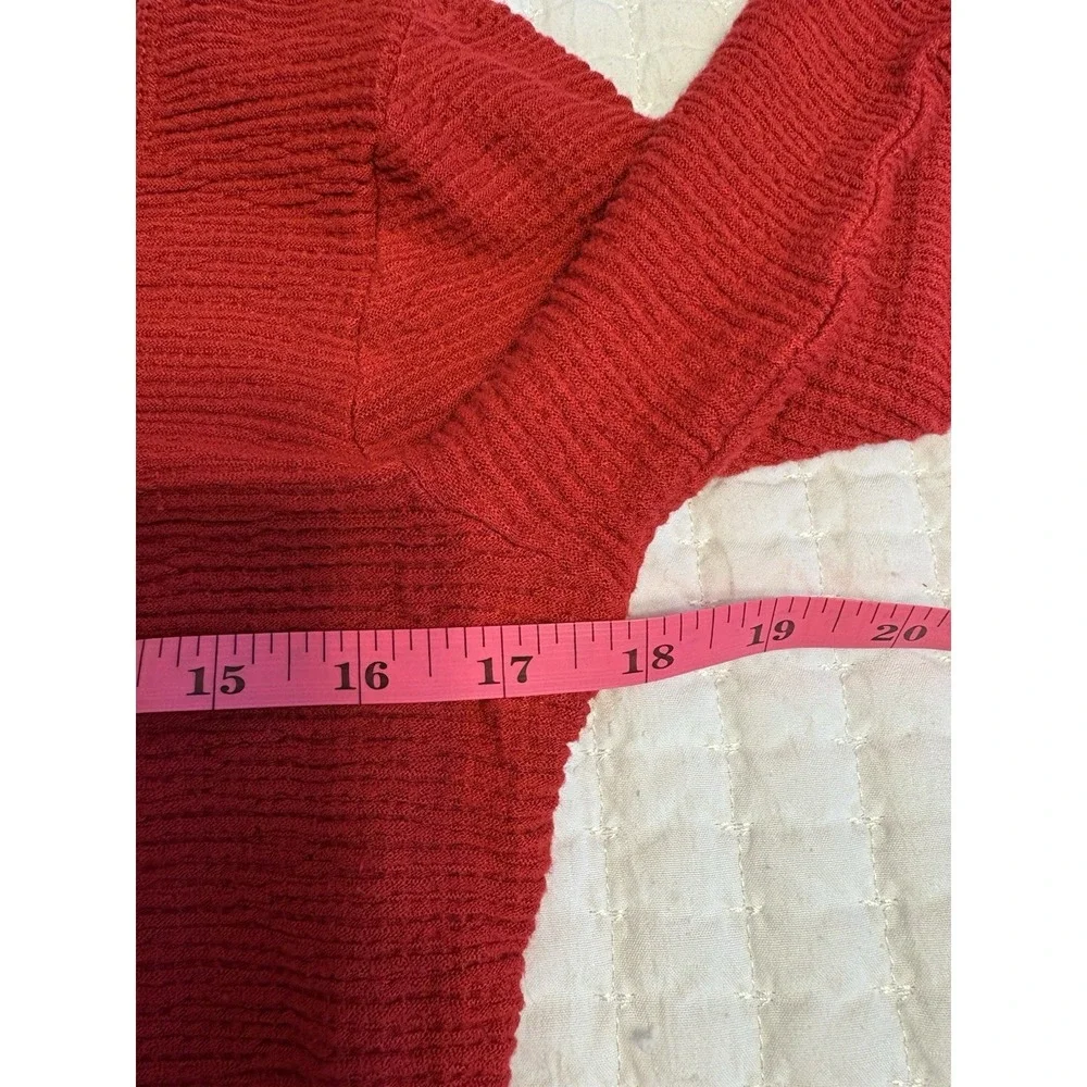 Hollister Red Textured Ruched Drawstring Cropped Top Long Sleeve Size Large